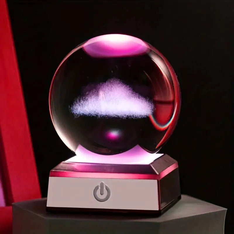 3D Laser Cloud Crystal Ball with LED Base Night Light