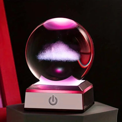 3D Laser Cloud Crystal Ball with LED Base Night Light