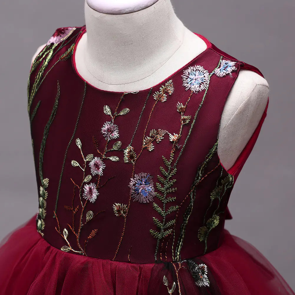 Sleeveless Embroidered Dress for Girls (Princess Style)