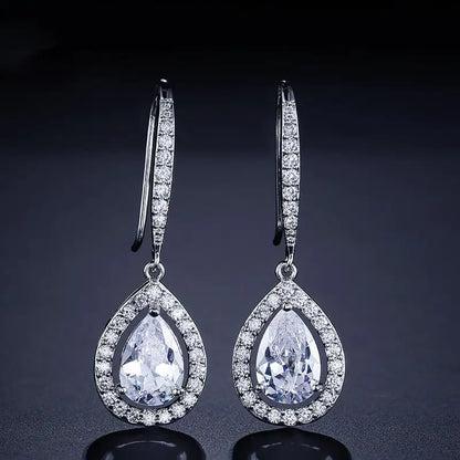 Micro-inlaid AAA Zircon Drop-shaped Ear Hooks