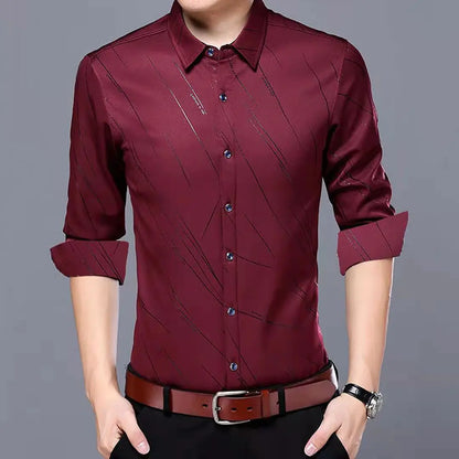 Men's Slim Fit Long Sleeve Floral Print Shirt