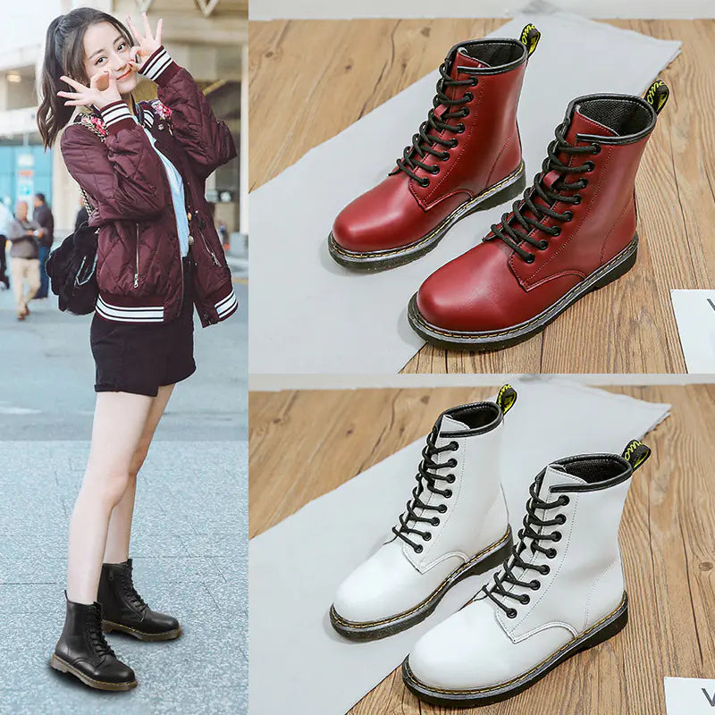 British Style Thick-Soled Mid-Calf Martin Boots