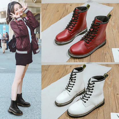 British Style Thick-Soled Mid-Calf Martin Boots