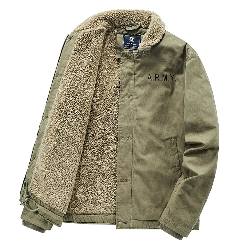Men's Winter Thick Fur Collar Fleece Pilot Jacket 100% cotton sizes, from M to 5XL