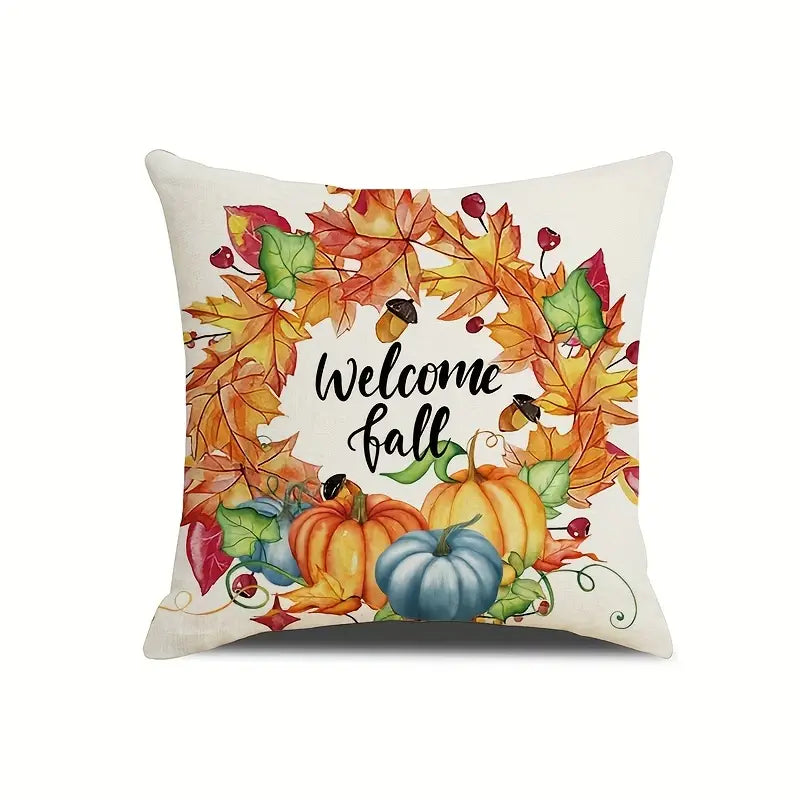 4pcs Linen Autumn Pumpkin Throw Pillow Covers 18x18" - FkriTigrinya