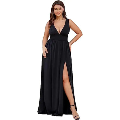 Deep V-neck Sleeveless Swing Dress