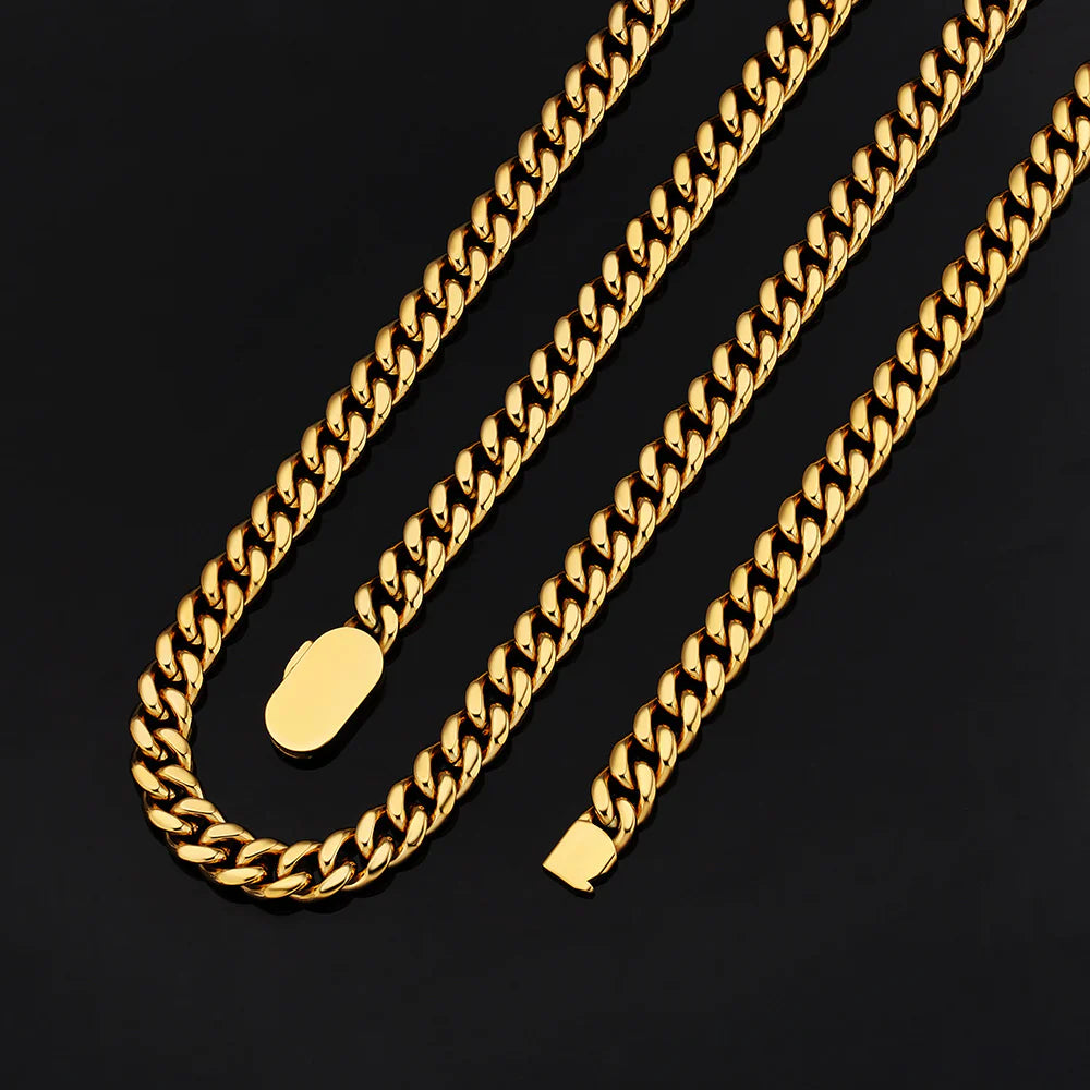 Men's 10mm Stainless Steel Cuban Chain Necklace – Punk & Hip-Hop Statement