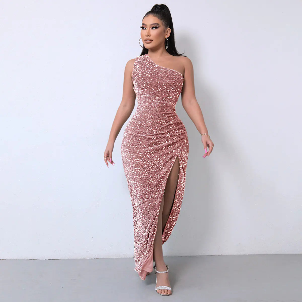 Summer 2024 Sequin Sleeveless Pencil Dress with Slit Available in sizes S to XXL
