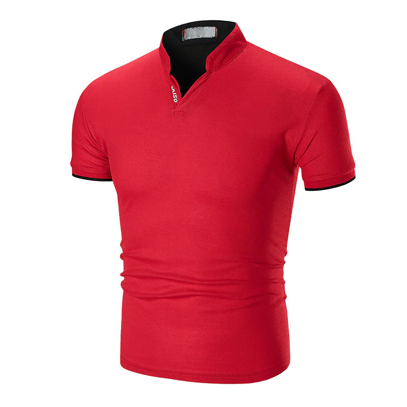 Men's Slim Fit Short Sleeve Polo Shirt with Collar