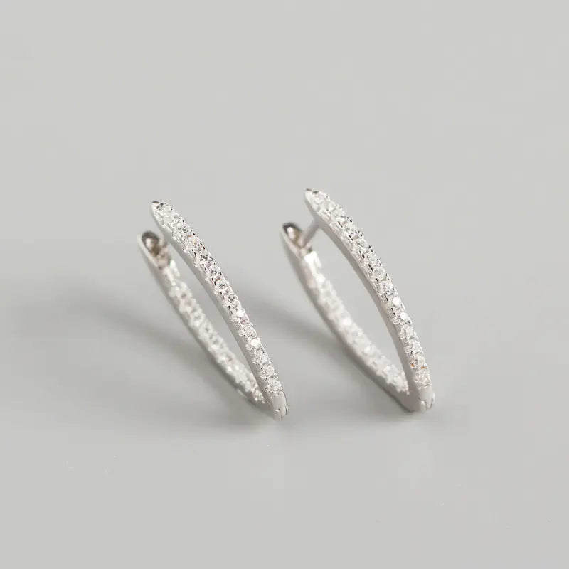 Geometrische S925 Zilveren Grote Hoepel Oorbellen met Diamanten – Statement Luxe