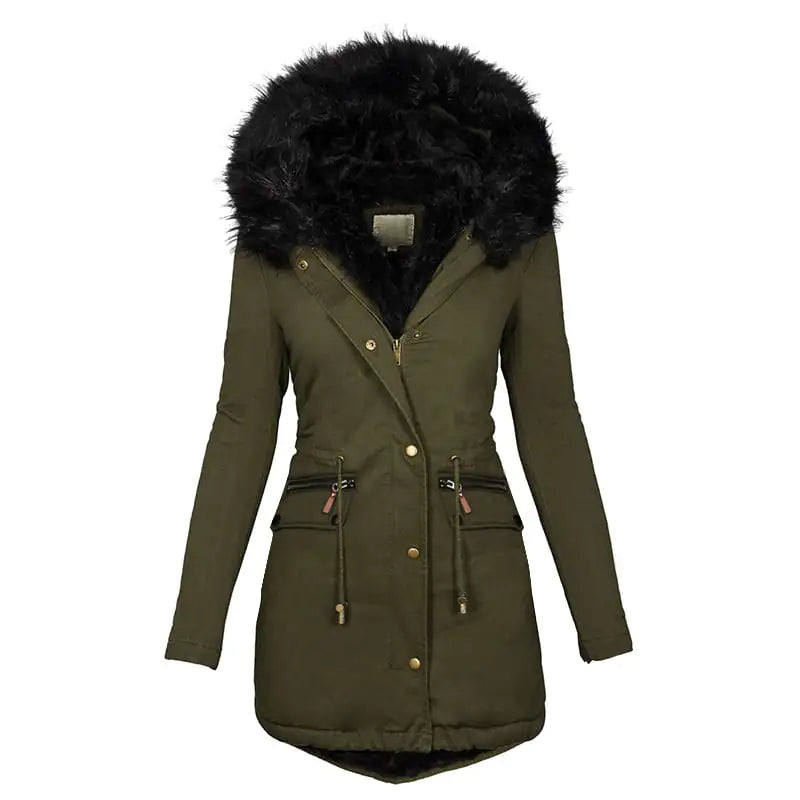 Warme Damesjas met Capuchon & Bontkraag – Stijlvol & Comfortabel