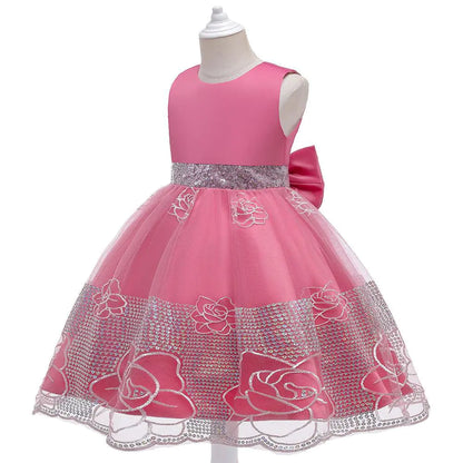 2023 New Embroidered Mesh Princess Dress for Girls