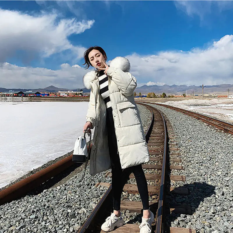 Women's Mid-Length Down Cotton Jacket – Korean Style – Gratis Wereldwijde Verzending