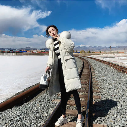 Women's Mid-Length Down Cotton Jacket – Korean Style – Gratis Wereldwijde Verzending