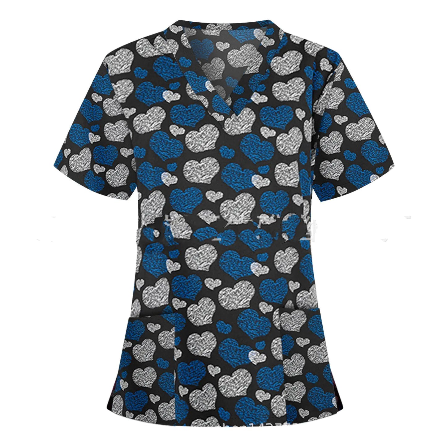 Nurse Uniform Pocket V-Neck Short-Sleeved T-Shirt - FkriTigrinya