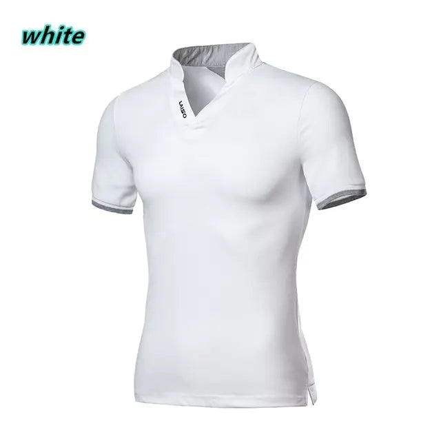 Men's Slim Fit Short Sleeve Polo Shirt with Collar