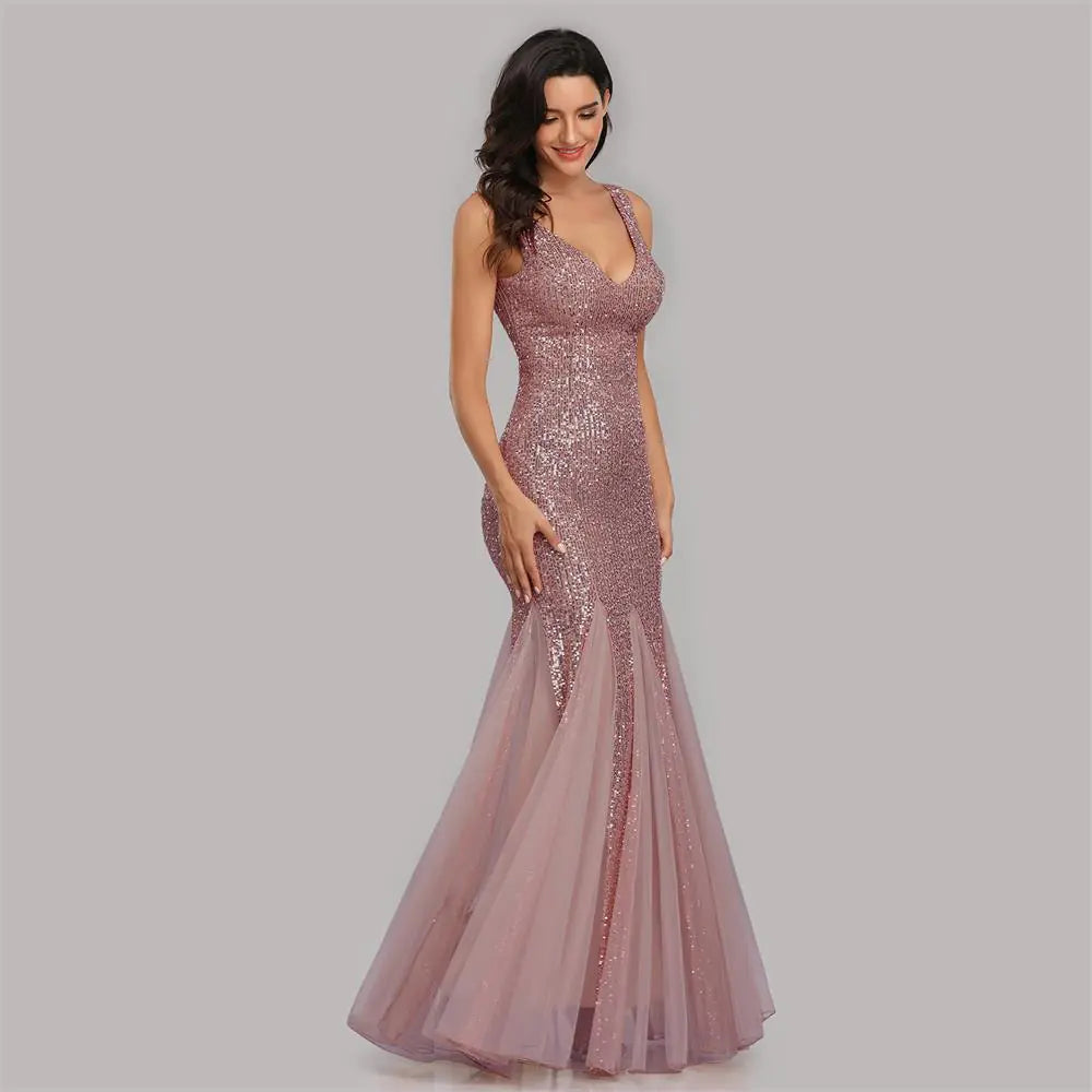 2024 Sequin Mesh Plus Size Mermaid Evening Dress