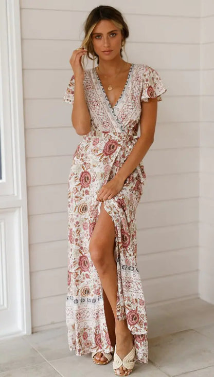 Printed Long Dress - Sexy Floral Maxi Dress S to XXXL