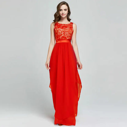 Elegant Long Cocktail Dress with Lace and Chiffon