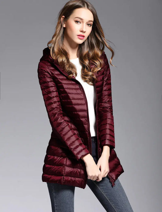 2017 Women's Korean Style Lightweight Long Down Jacket