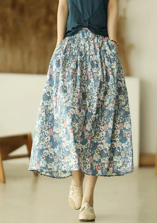High Waist Retro Floral A-Line Loose Skirt