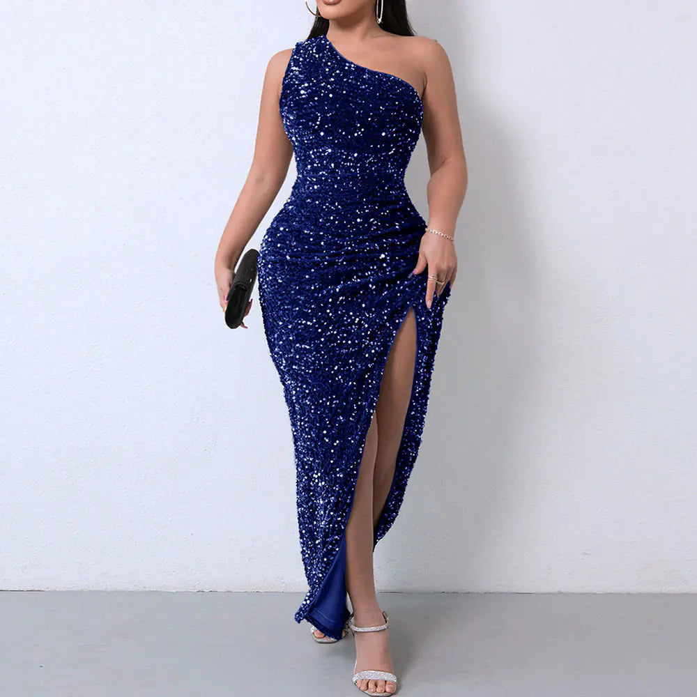 Summer 2024 Sequin Sleeveless Pencil Dress with Slit Available in sizes S to XXL