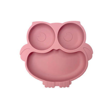 Silicone Baby Tableware Set with Suction Bowl and Owl
