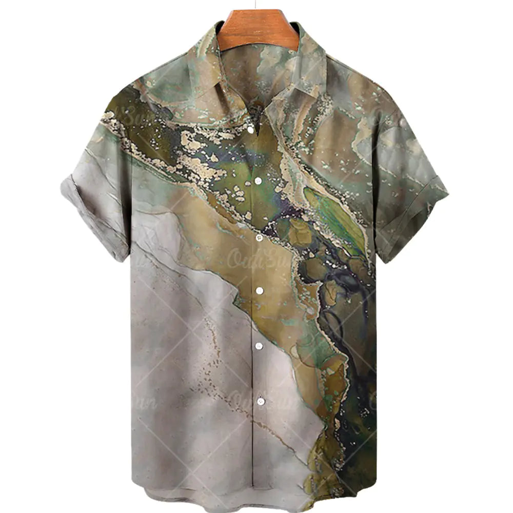 Vintage Hawaiian Casual Spandex Men's Shirt