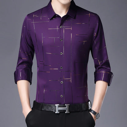 Men's Slim Fit Long Sleeve Floral Print Shirt