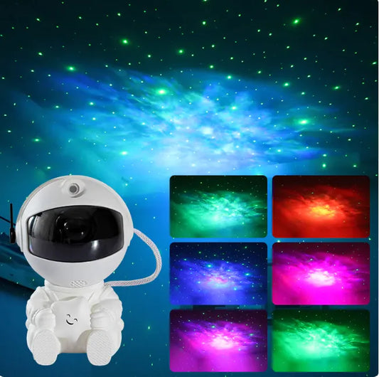 Astronaut Star Projection Lamp - Mini Atmosphere Decorative Night Light with Colorful Flowing Galaxy Effects