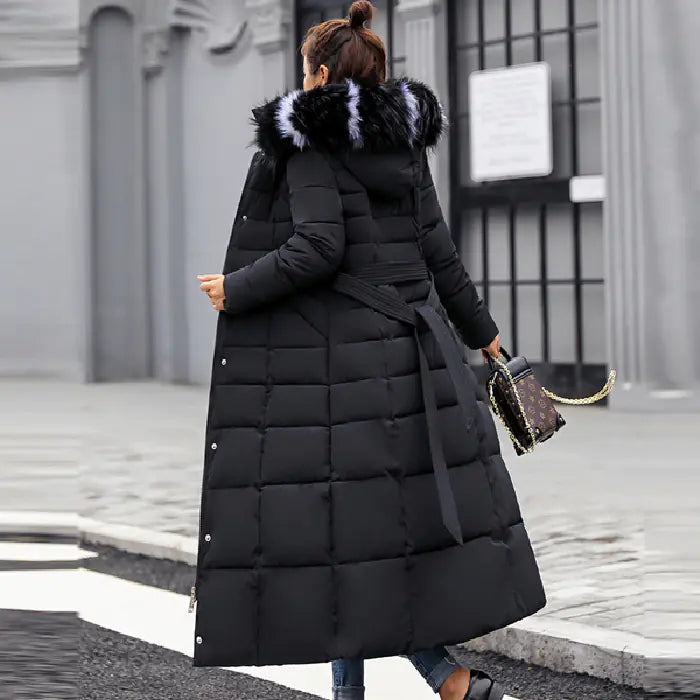 Women's Long-Length Down Cotton Coat – Slim Fit & Stylish – Gratis Wereldwijde Verzending