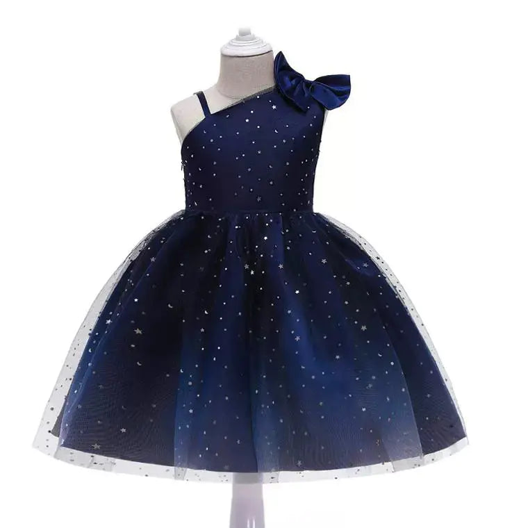High-End Sequin Tulle Dress for Girls with Bow