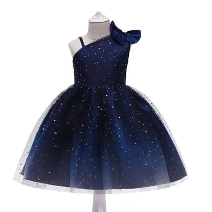 High-End Sequin Tulle Dress for Girls with Bow