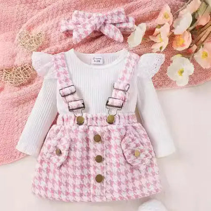 Cotton Striped Baby Romper and Skirt Set for Girls