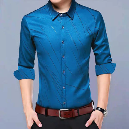 Men's Slim Fit Long Sleeve Floral Print Shirt