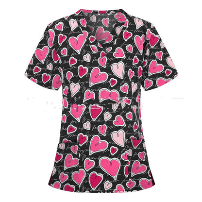 Nurse Uniform Pocket V-Neck Short-Sleeved T-Shirt - FkriTigrinya