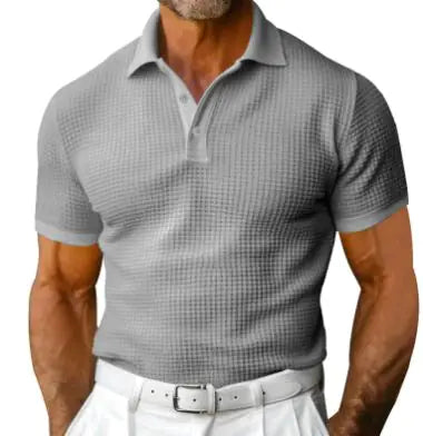 Men's European & American Style Cotton Polo Shirt – Slim Fit, Short Sleeve, Jacquard