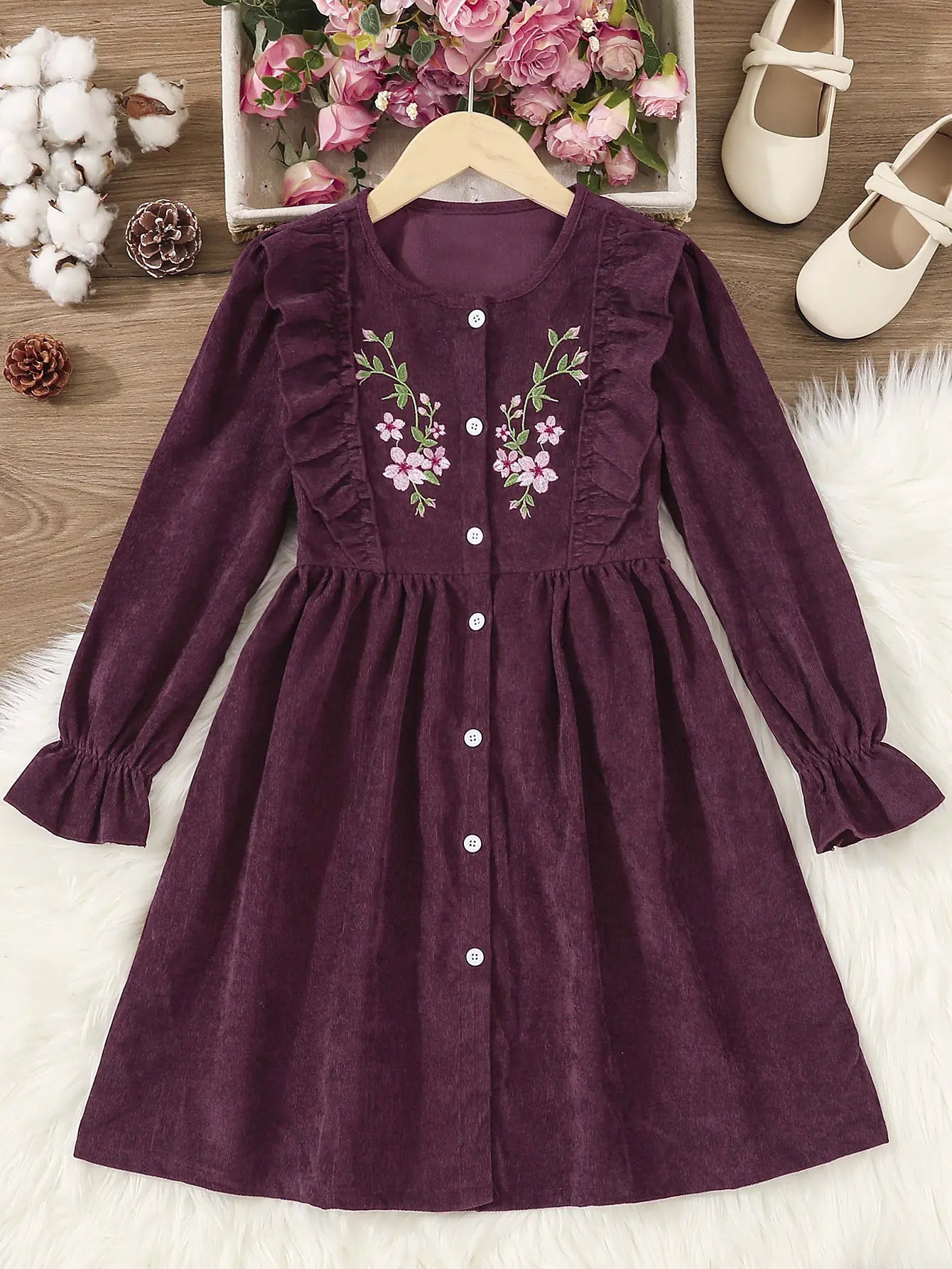 Korean Children's Lace Embroidered Princess Dress 130cm, 140cm, 150cm, and 160cm