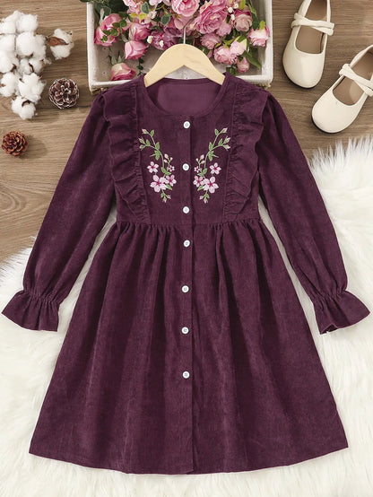 Korean Children's Lace Embroidered Princess Dress 130cm, 140cm, 150cm, and 160cm