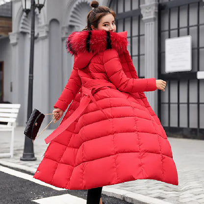 Women's Long-Length Down Cotton Coat – Slim Fit & Stylish – Gratis Wereldwijde Verzending