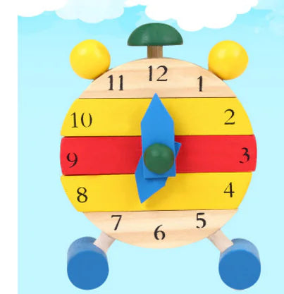 Kids' Wooden Clock Toy for Learning Time - FkriTigrinya