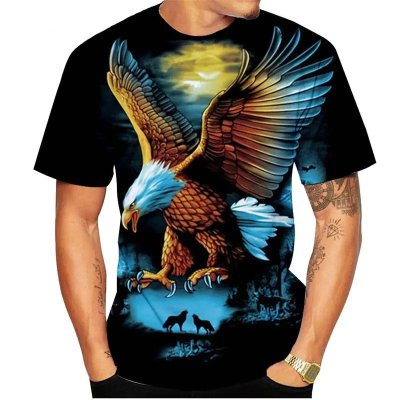 Men's Casual Summer Eagle 3D Printed T-Shirt