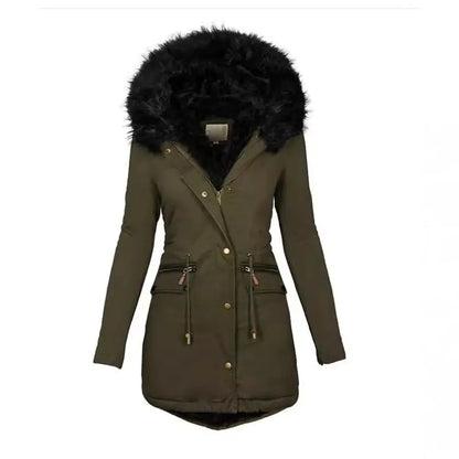 Warme Damesjas met Capuchon & Bontkraag – Stijlvol & Comfortabel