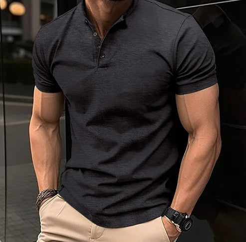 Button-Up Solid Color T-Shirt sizes from S to XXL