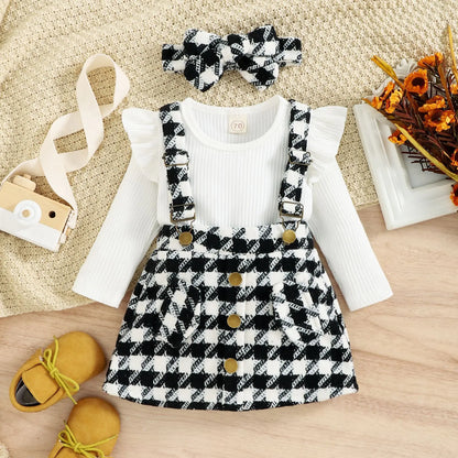 Cotton Striped Baby Romper and Skirt Set for Girls