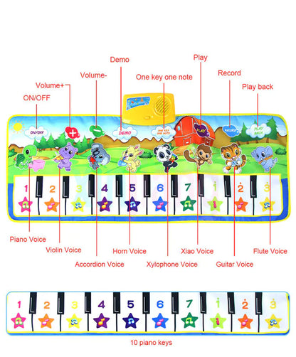 Multifunctional Music Piano Mat for Kids, Green - FkriTigrinya