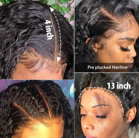 LuxeWave T-Part Deep Wave Pruik – 100 % echtes Herrenhaar