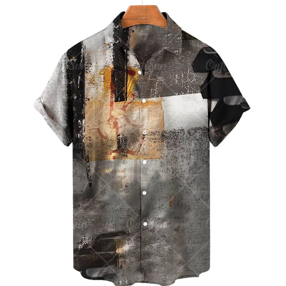 Vintage Hawaiian Casual Spandex Men's Shirt