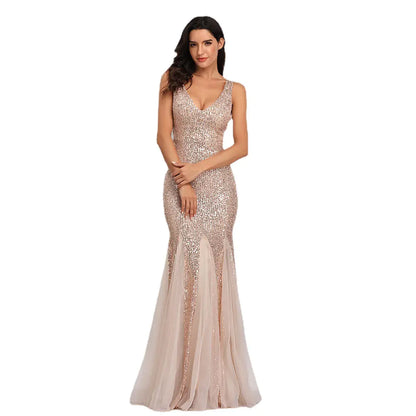 2024 Sequin Mesh Plus Size Mermaid Evening Dress