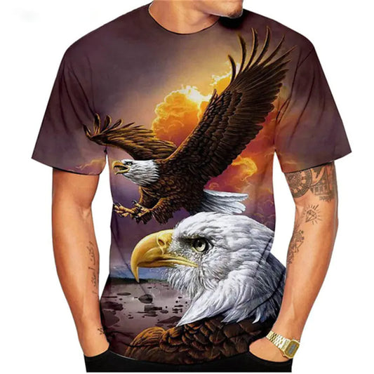 Men's Casual Summer Eagle 3D Printed T-Shirt